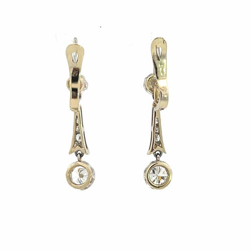 Boucles d'oreilles Boucles d'oreilles pendantes en or et platine de style édouardien serties de diamants 58 Facettes