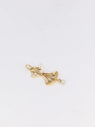 Pendentif Pendentif Art Nouveau or diamants taille ancienne perles fines 58 Facettes J279