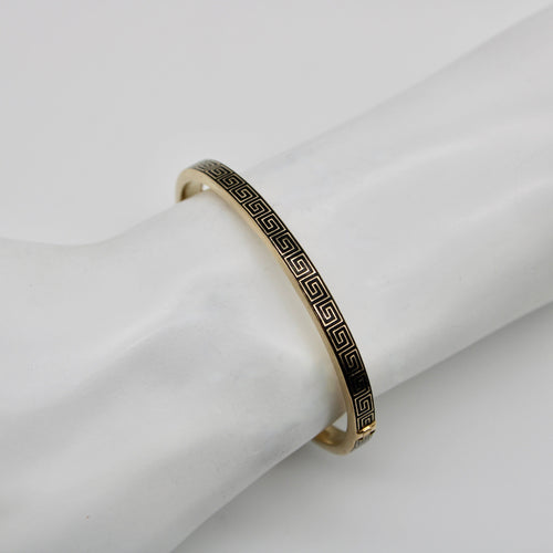 Bracelet Bracelet victorien en or émaillé à motif de clé grecque 58 Facettes