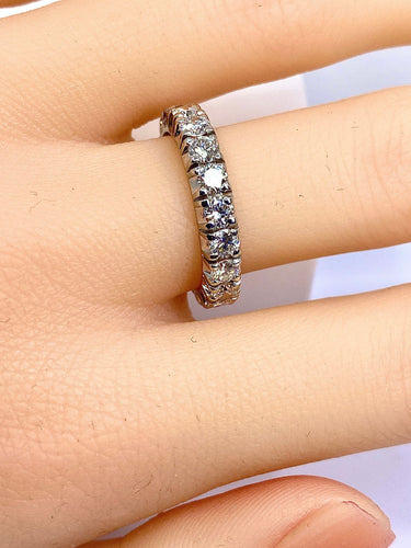 Bague 53 Alliance américaine or blanc, 20 diamants 2,30 carats 58 Facettes AB577