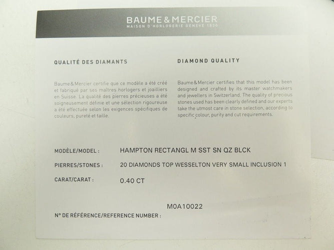 Montre montre baume mercier hampton acier diamants quartz full set 58 Facettes 260324