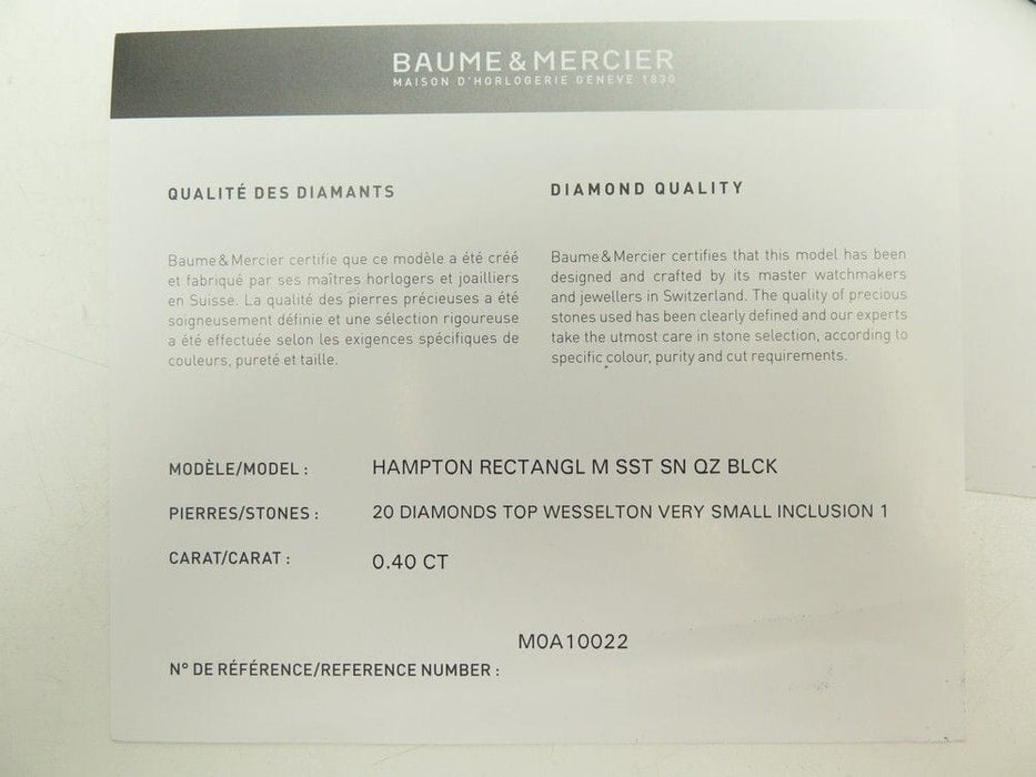 Montre montre baume mercier hampton acier diamants quartz full set 58 Facettes 260324