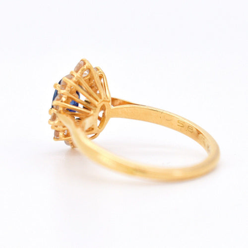 Bague 50 Bague Vintage Or 18 Carats, Saphir Naturel et Diamants - Circa 1980 58 Facettes 321