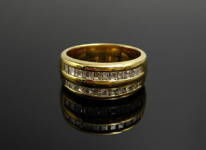 Bague Bague double piste sertie de diamants 58 Facettes