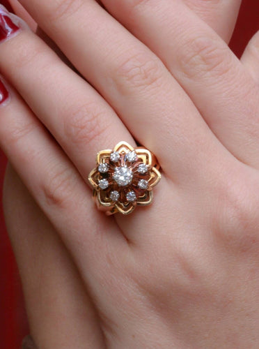 Bague 53 Bague dome vintage diamants 58 Facettes 959