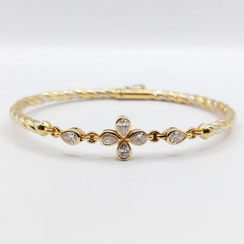 Bracelet Bracelet art déco trois or jaune torsadé et diamants 58 Facettes A05734