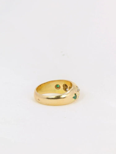 Bague Bague jonc vintage or émeraudes rubis diamants 58 Facettes J177