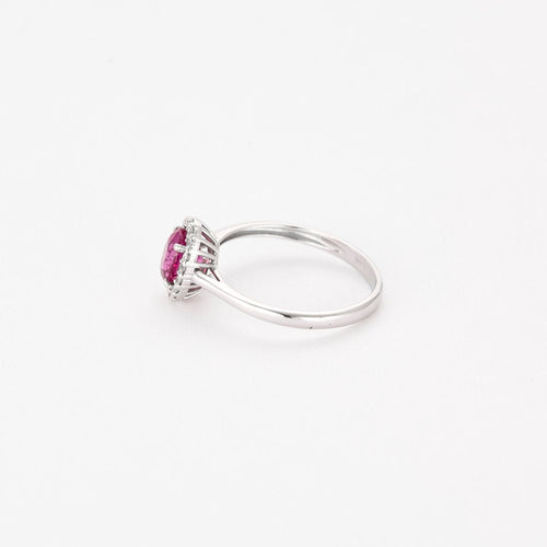 Bague 53 Bague or gris, saphir rose et diamants 58 Facettes THI0206