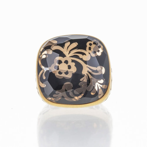 Bague 55 POMELLATO - Bague Victoria en or rose, jais et cristal de roche 58 Facettes 2.18493