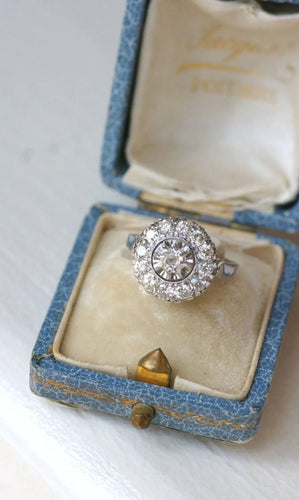 Bague Bague Ronde Cible Art Déco Diamants 58 Facettes