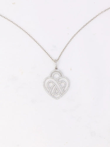 POIRAY - Colier cu inimă împletită din aur alb și diamante