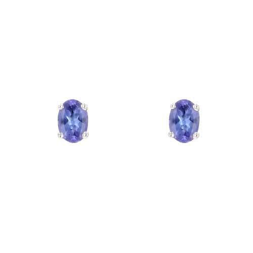 Boucles d'oreilles Puces d'oreilles Tanzanites or blanc 58 Facettes 25-085