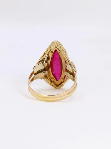Bague 57 Bague vintage or jaune torsadé rubis 58 Facettes 1087.15
