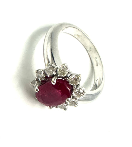 Bague 53 Bague marguerite avec rubis et diamants 58 Facettes