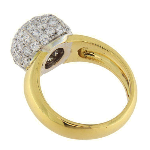 Bague 56 Bague bombée en or jaune et blanc avec pavé de diamants 58 Facettes G3729