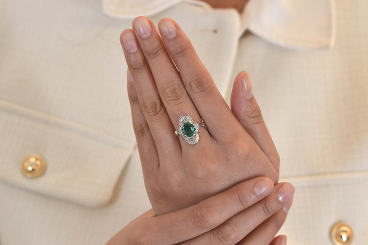 Bague Bague Vintage émeraude & diamants 58 Facettes 25105