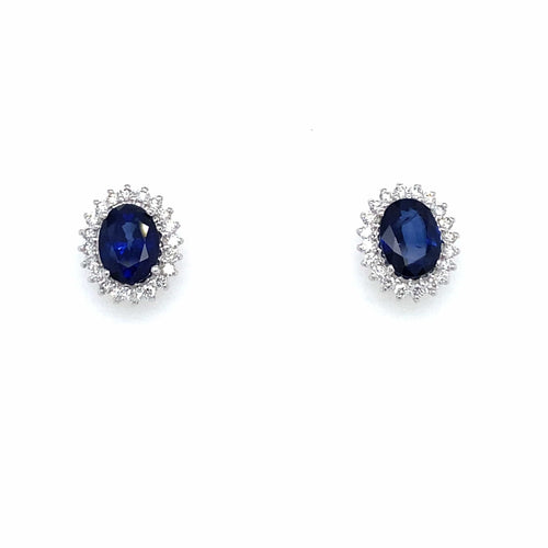 Boucles d'oreilles Vintage Sapphire Diamond Gold Cluster Stud Earrings 58 Facettes