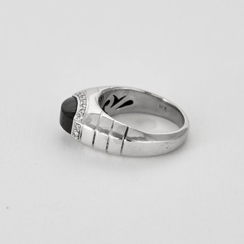 Bague 53 Bague jonc onyx et diamants 58 Facettes GU259