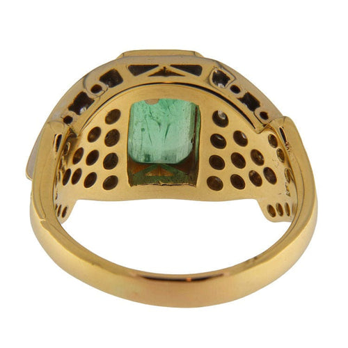Bague 59 Bague en or jaune et blanc avec émeraude de 2,44 carats et diamants 58 Facettes G3870