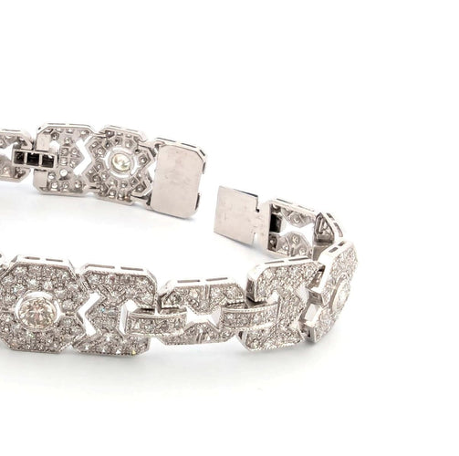 Bracelet Bracelet Art Déco en platine massif avec diamants 58 Facettes