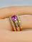 Bague 53 Bague jonc bandeau or jaune, saphir rose, diamants. 58 Facettes AB631