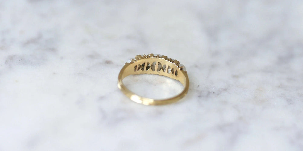 Bague 53 Bague jarretière perles et diamants 58 Facettes