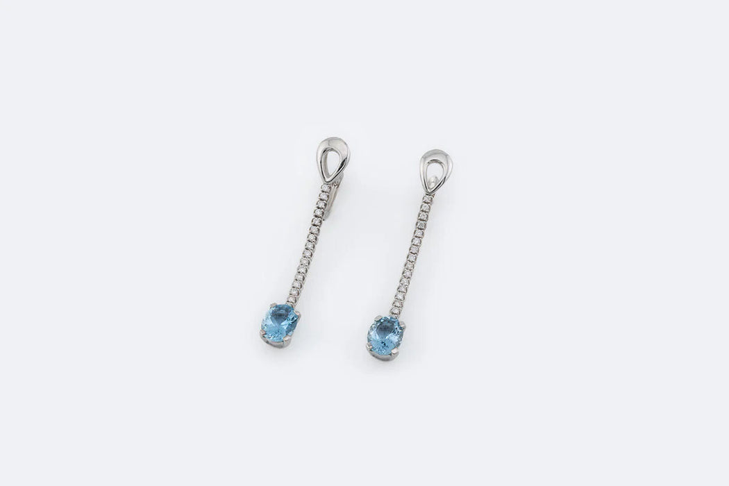 White gold earrings with diamonds and aquamarine