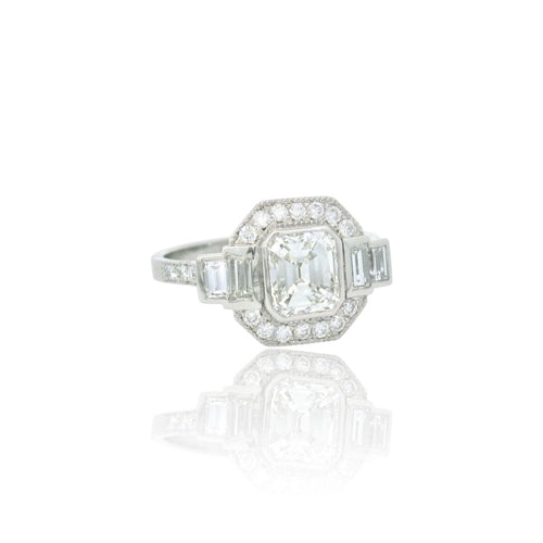 Art Deco 灵感铂金钻石戒指 