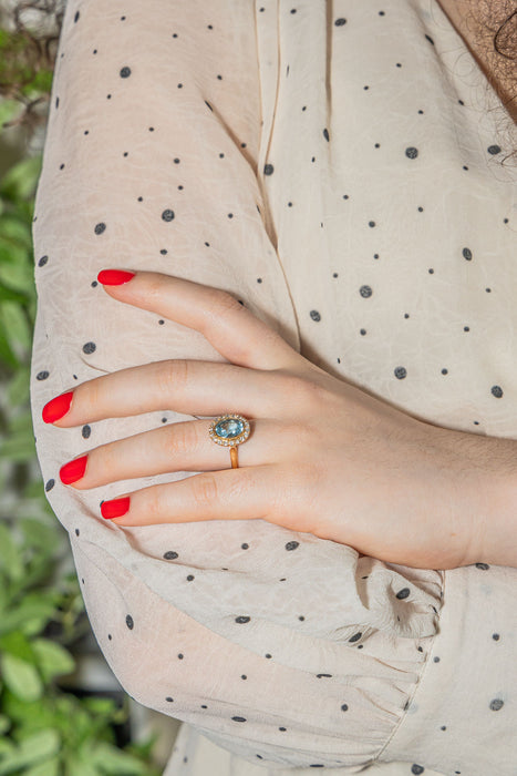 Anillo copete Oro rosa Aguamarina