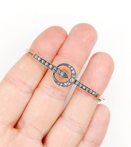 Bracelet Bracelet antique croissant de lune en or rose 18k et argent, diamants taille roses 58 Facettes A06437