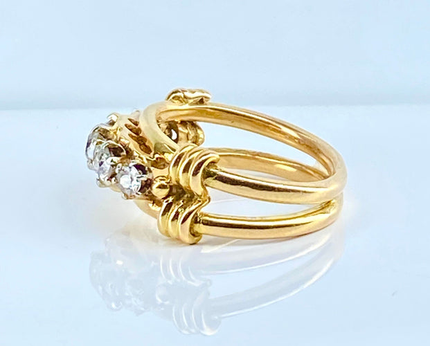 Bague 46 Bague en or jaune et 5 diamants 58 Facettes AB559