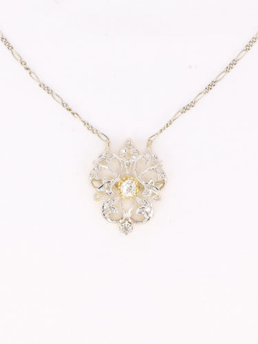 Collier Collier Belle Epoque or blanc diamant taille ancienne 58 Facettes 1CA0000004/1 BIS