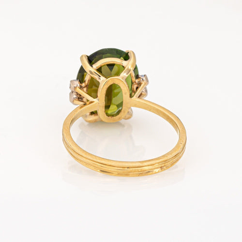 Bague Bague H Stern en or jaune 18 carats avec tourmaline verte 6 carats, taille 7, bijou vintage, Brésil 58 Facettes G13956