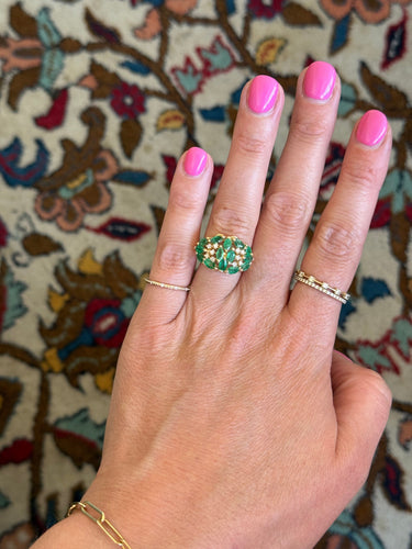Bague 54 Vintage yellow gold and emerald ring 58 Facettes