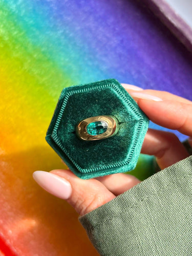 Chevalière Jonc Tourmaline Verte 58 Facettes