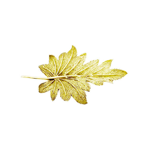 Broche Vintage Tiffany & Co, "Blad", gult guld. 58 Facettes 35302