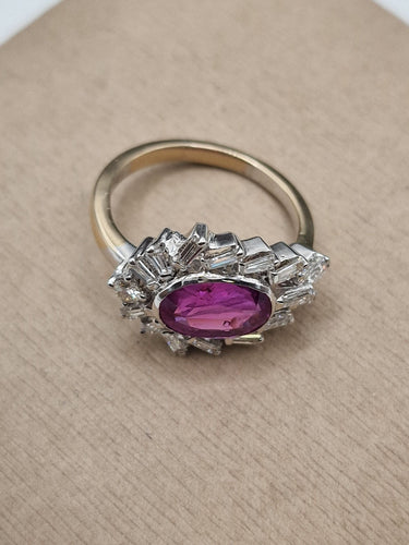 Bague Bague en or blanc avec rubis et diamants baguette 58 Facettes