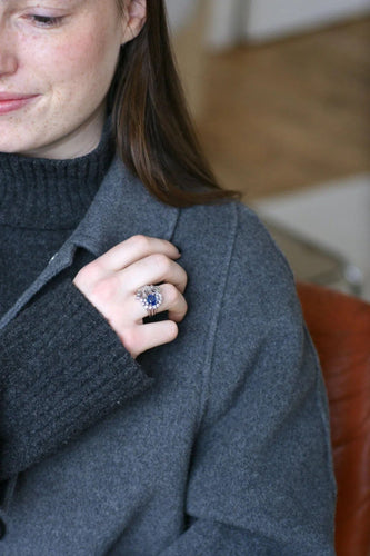 Bague 53.5 Bague Cocktail Saphir de Ceylan et Diamants 58 Facettes