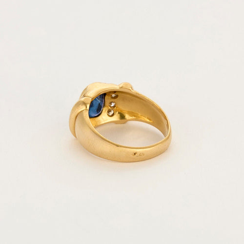 Bague 51,5 Bague or jaune, saphir et diamants 58 Facettes ROM1090