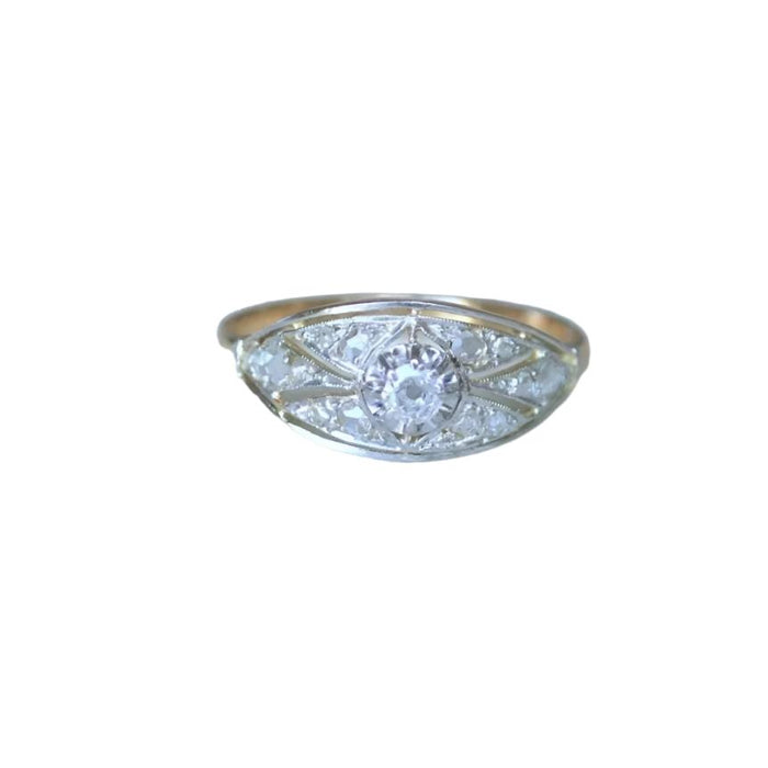 Ringvormige hoofdband Art Deco 2 goudstukken, diamanten