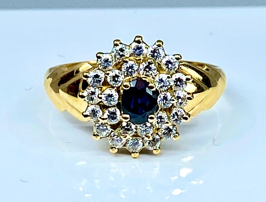 Bague 57 Bague or jaune saphir 26 diamants 58 Facettes AB373