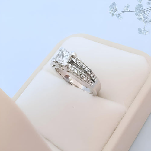 Bague 53.5 Bague de fiançailles Diamants 1,16 carat Or gris 58 Facettes AA 1744