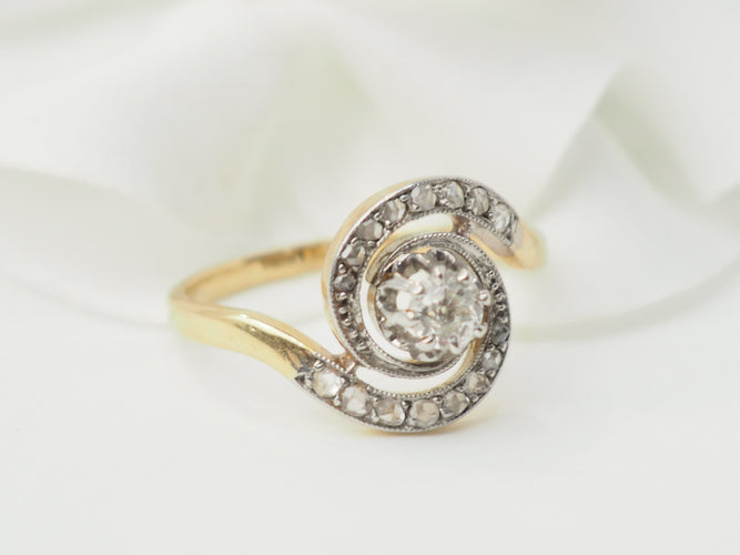 Bague 54.5 Bague tourbillon en or bicolore et diamants 58 Facettes 33317