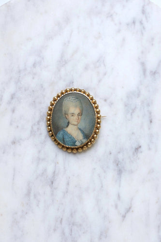 Broche Broche ancienne en or et portrait miniature 58 Facettes