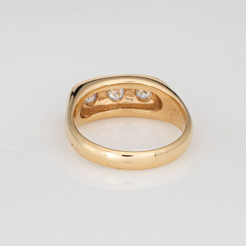 Vintage Three Diamond Ring Sz 10 Band 14k Yellow Gold Trilogy Estate Jewelry 58 Facettes G14055