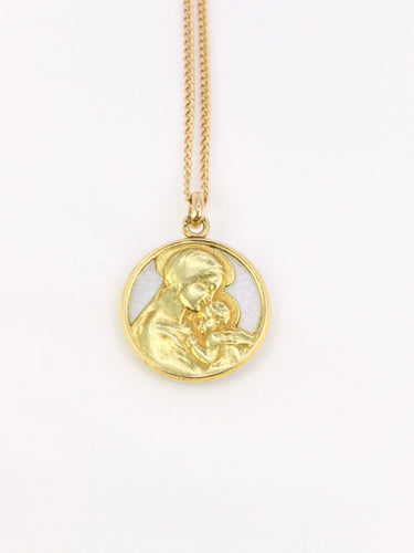 Pendentif Pendentif religieux vintage Vierge à l'enfant or jaune nacre 58 Facettes 818