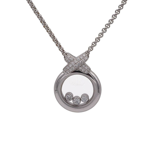 Collier CHOPARD - Collier Happy Diamond - Or gris Diamants 58 Facettes