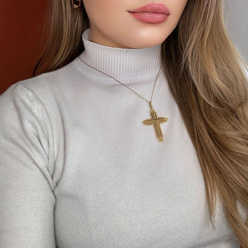 Pendentif Pendentif Croix Or Jaune 18k 58 Facettes PE-GS29162