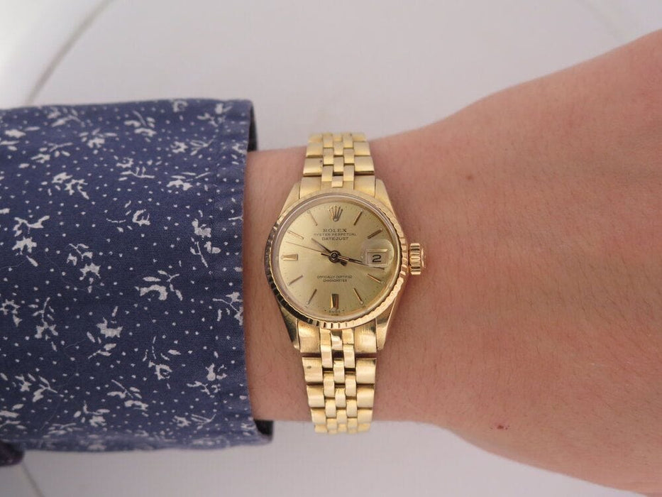 Montre vintage montre ROLEX oyster perpetual lady date or 24 mm auto 58 Facettes 264690