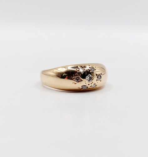 Bague 47 Bague bombée dôme or rose diamants serti étoilé (circa 1940) 58 Facettes A05459